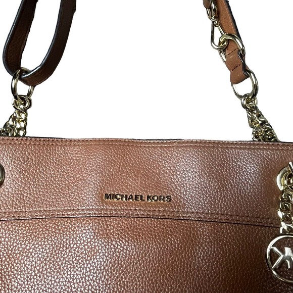 MICHAEL KORS Jet Set Chain Legacy Brown LG Shoulder Handbag Convertible Strap - Picture 2 of 15